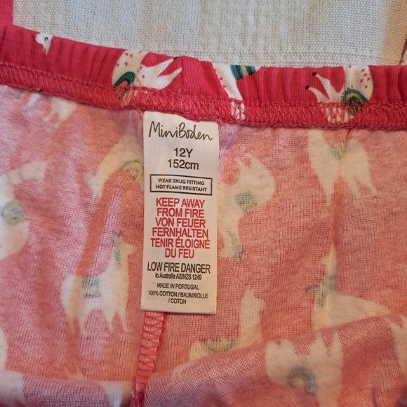 Mini Boden girls size 12 years llama pajama pants red with white llama's, new - Picture 2 of 7